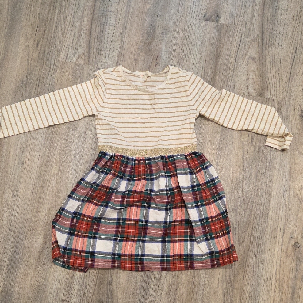 Crewcuts Beige Striped and Multicolor Plaid Kids Dress